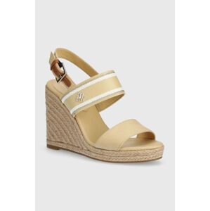 Sandále Tommy Hilfiger WEBBING HIGH WEDGE SANDAL béžová farba, FW0FW08045