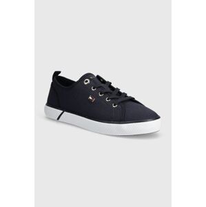 Tenisky Tommy Hilfiger VULC CANVAS SNEAKER dámske, tmavomodrá farba, FW0FW08063