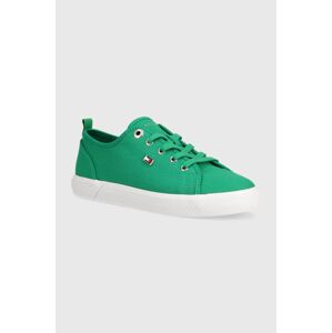 Tenisky Tommy Hilfiger VULC CANVAS SNEAKER dámske, zelená farba, FW0FW08063