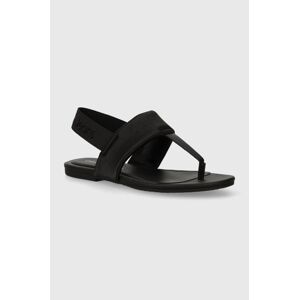 Sandále Calvin Klein Jeans FLAT SANDAL TOEPOST DC dámske, čierna farba, YW0YW01344