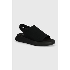 Sandále Calvin Klein Jeans SLING KNIT SANDAL MG UC dámske, čierna farba, na platforme, YW0YW01346