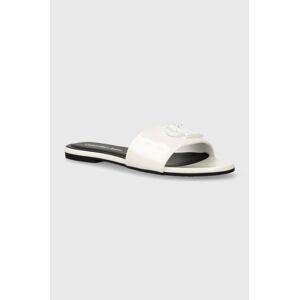 Šľapky Calvin Klein Jeans FLAT SANDAL SLIDE MG MET dámske, biela farba, YW0YW01348