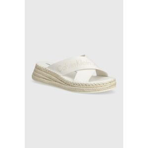 Šľapky Calvin Klein Jeans SPORTY WEDGE ROPE SANDAL MR dámske, biela farba, na kline, YW0YW01364