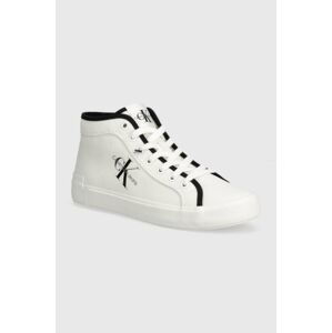 Tenisky Calvin Klein Jeans SKATER VULCANIZED HIGH CS ML MR dámske, biela farba, YW0YW01454