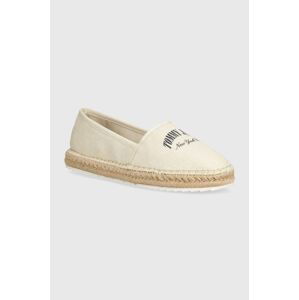 Espadrilky Tommy Jeans TJW VARSITY ESPADRILLE béžová farba, EN0EN02470