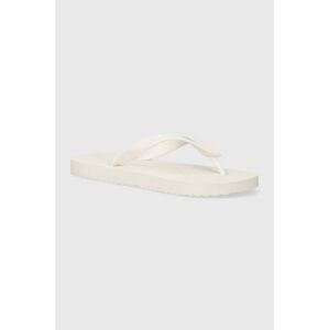 Žabky Tommy Jeans TJW LOGO FLIP FLOP dámske, biela farba, na plochom podpätku, EN0EN02447