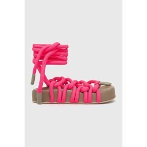 Sandále AGL Jane Laces dámske, ružová farba, na platforme, D685010PGKE762G299