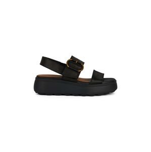 Kožené sandále Geox D SPHERICA EC4.1 S dámske, čierna farba, na platforme, D45D4B 00043 C9999