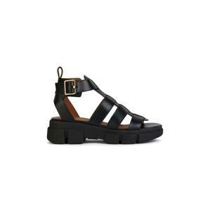 Kožené sandále Geox D LISBONA dámske, čierna farba, D45PSB 00043 C9999