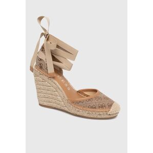 Espadrilky Guess RADLY dámske, hnedá farba, na kline, FLGRAD FAL04