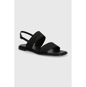 Sandále Calvin Klein FLAT SANDAL HE dámske, čierna farba, HW0HW01990