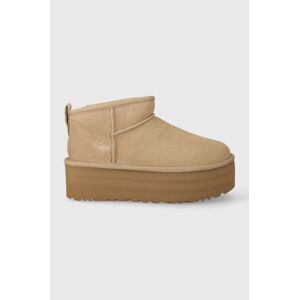 Semišové snehule UGG Classic Ultra Mini Platform béžová farba, 1135092