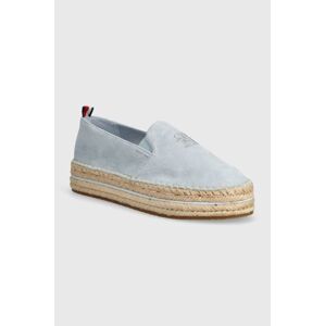 Semišové espadrilky Tommy Hilfiger TH EMBROIDERED SUEDE FLATFORM na platforme, FW0FW07695