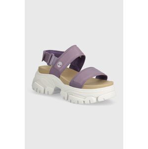 Kožené sandále Timberland Adley Way Sandal dámske, fialová farba, na platforme, TB0A2M79EAJ1