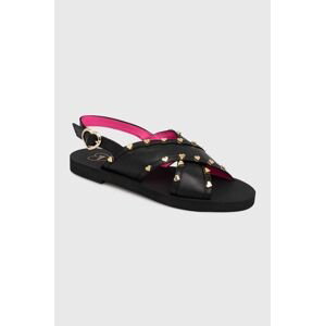 Kožené sandále Love Moschino dámske, čierna farba, JA16402G0IIA0000