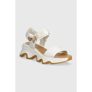 Kožené sandále Sorel KINETIC IMPACT Y-STRAP H dámske, biela farba, na platforme, 2030461125