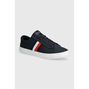 Tenisky Tommy Hilfiger ICONIC VULC STRIPES MESH tmavomodrá farba, FM0FM05072