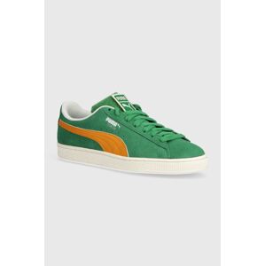 Semišové tenisky Puma Suede Patch zelená farba