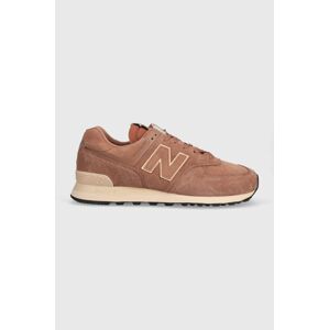 Semišové tenisky New Balance 574 hnedá farba, U574LWG