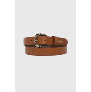 Kožený opasok Pepe Jeans CHARLOTTE BELT dámsky, hnedá farba, PL020847