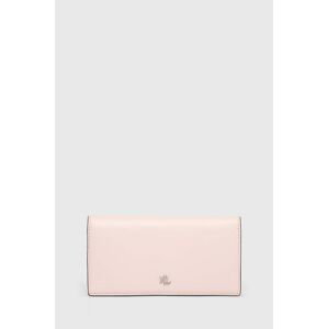Kožená peňaženka Lauren Ralph Lauren dámska,ružová farba,432935939