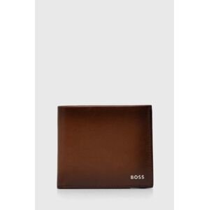 Kožená peňaženka BOSS pánsky, hnedá farba
