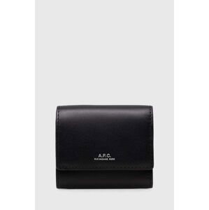 Kožená peňaženka A.P.C. Compact Lois Small čierna farba, PXBMW.H63453.LZZ
