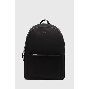 Kožený ruksak Lacoste čierna farba, veľký, jednofarebný
