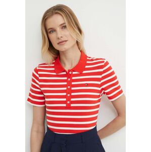 Polo tričko Tommy Hilfiger dámsky,červená farba,WW0WW39530