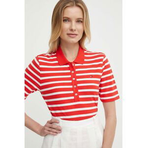 Polo tričko Tommy Hilfiger dámsky, červená farba, WW0WW39531