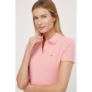 Polo tričko Tommy Jeans dámsky,ružová farba,DW0DW17220