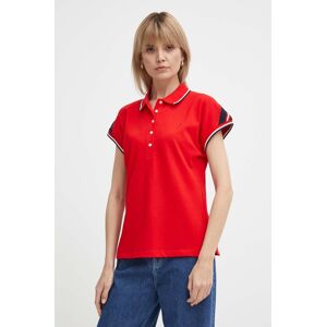 Polo tričko Tommy Hilfiger dámsky, červená farba