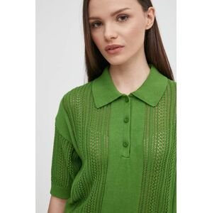 Bavlnený sveter United Colors of Benetton zelená farba, tenký