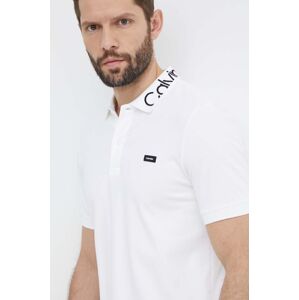 Polo tričko Calvin Klein pánske, biela farba, jednofarebné, K10K112467