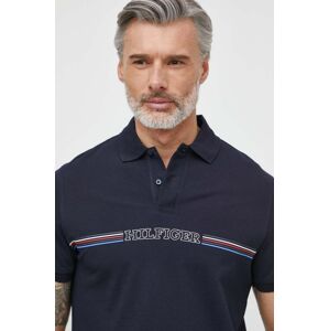 Bavlnené polo tričko Tommy Hilfiger tmavomodrá farba, s potlačou