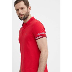 Polo tričko Tommy Hilfiger pánske, červená farba, jednofarebné, MW0MW34780