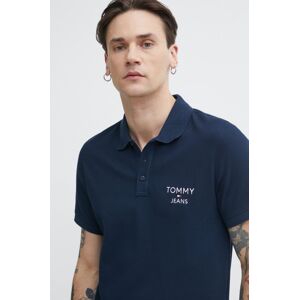 Bavlnené polo tričko Tommy Jeans tmavomodrá farba, s nášivkou, DM0DM18927