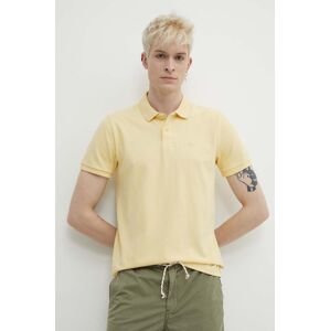 Polo tričko Hollister Co. pánsky, žltá farba, jednofarebný