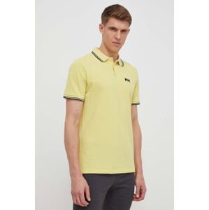 Bavlnené polo tričko Helly Hansen žltá farba, jednofarebný