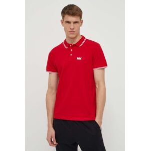 Bavlnené polo tričko Helly Hansen červená farba, jednofarebný