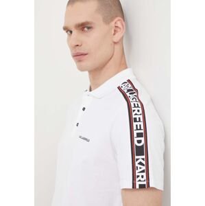 Bavlnené polo tričko Karl Lagerfeld biela farba, s potlačou