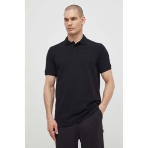 Bavlnené polo tričko Peak Performance čierna farba, jednofarebný