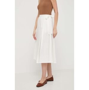 Bavlnená sukňa Weekend Max Mara béžová farba,midi,áčkový strih,2415101032600