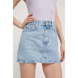 Rifľová sukňa Tommy Jeans mini, puzdrová
