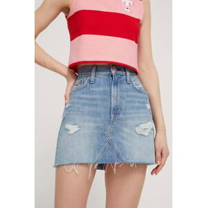 Rifľová sukňa Tommy Jeans mini, puzdrová