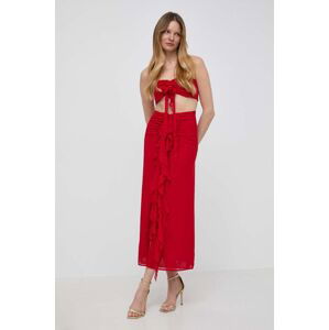 Sukňa Bardot červená farba, midi, rovný strih