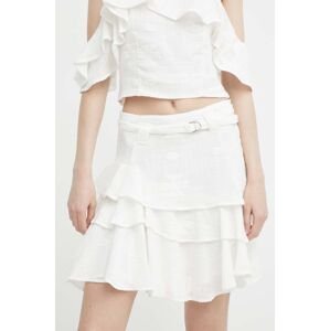 Bavlnená sukňa IRO biela farba, mini, áčkový strih