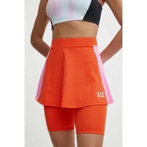 Športová sukňa EA7 Emporio Armani Tennis Pro oranžová farba, mini, áčkový strih