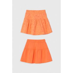 Dievčenská bavlnená sukňa zippy 2-pak oranžová farba, mini, áčkový strih