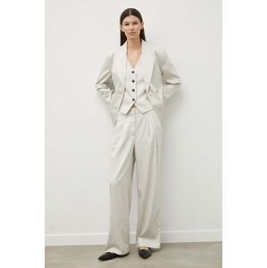 Nohavice Bruuns Bazaar PinBBMadelie pants dámske, šedá farba, široké, vysoký pás, BBW3832